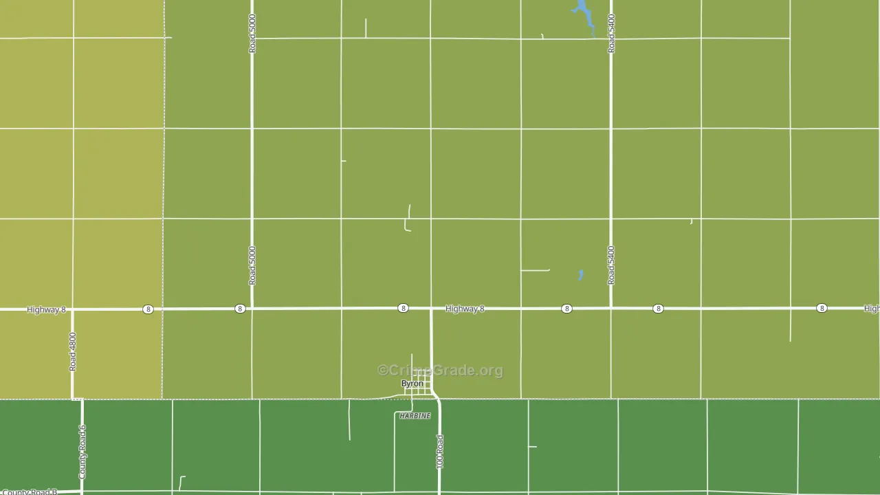 Byron, NE Map of Vehicle Theft Rates