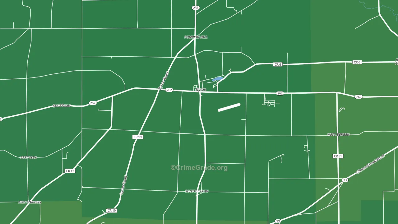 Byron, NY Map of Vehicle Theft Rates