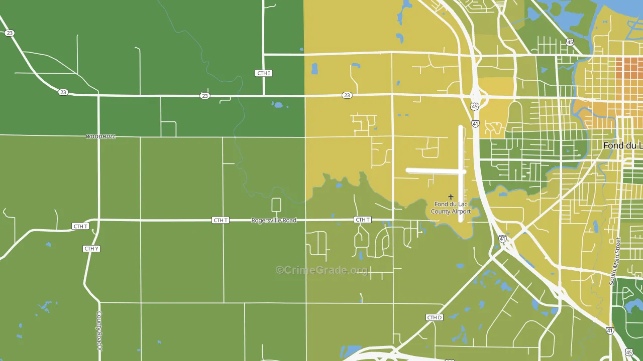 Byron, WI Map of Vehicle Theft Rates