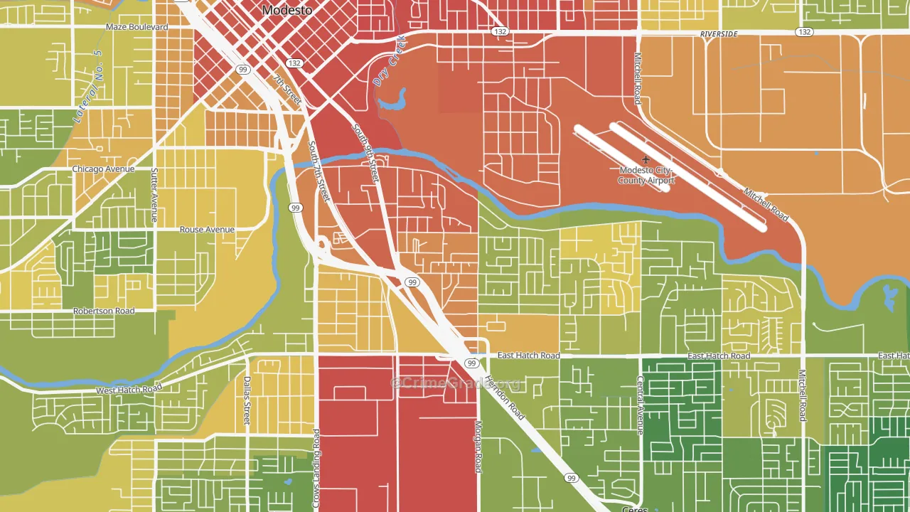 Bystrom, Modesto, CA Map of Vehicle Theft Rates