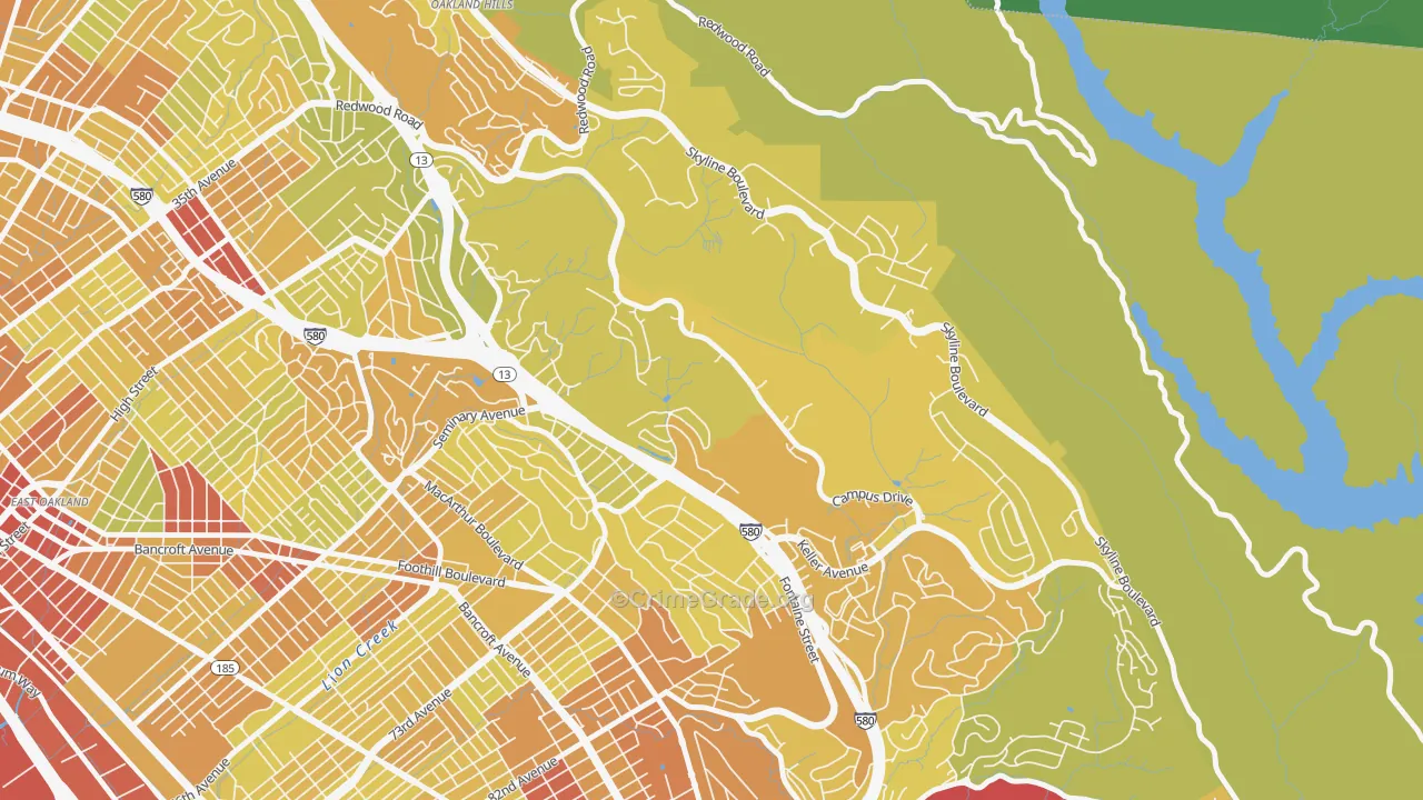 Caballo Hills, Oakland, CA Map of Vehicle Theft Rates