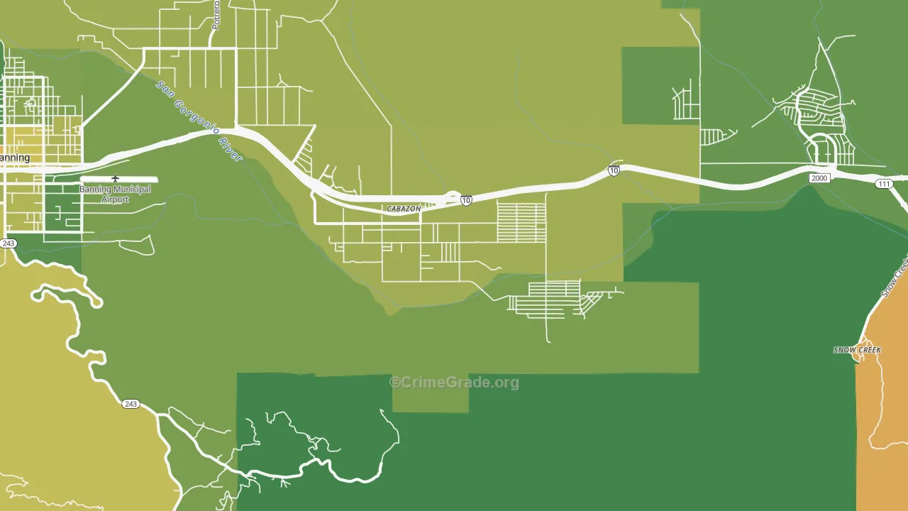 Cabazon, CA Map of Vehicle Theft Rates