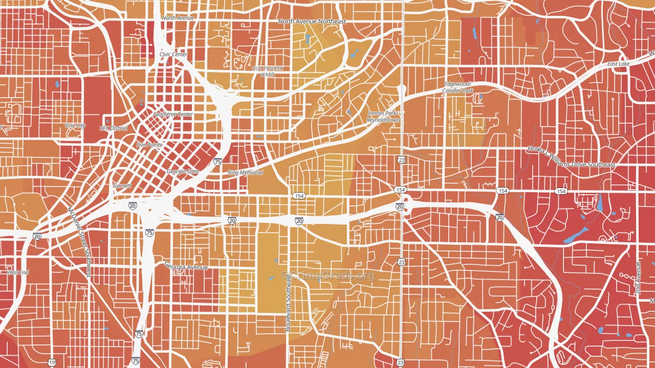 Cabbage Town, Atlanta, GA Map of Vehicle Theft Rates