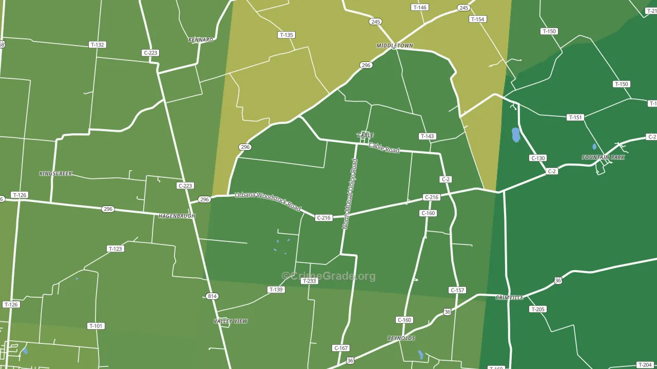 Cable, OH Map of Vehicle Theft Rates