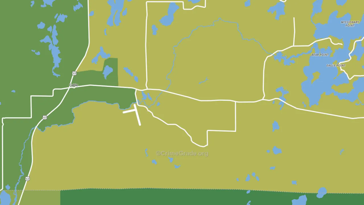 Cable, WI Map of Vehicle Theft Rates
