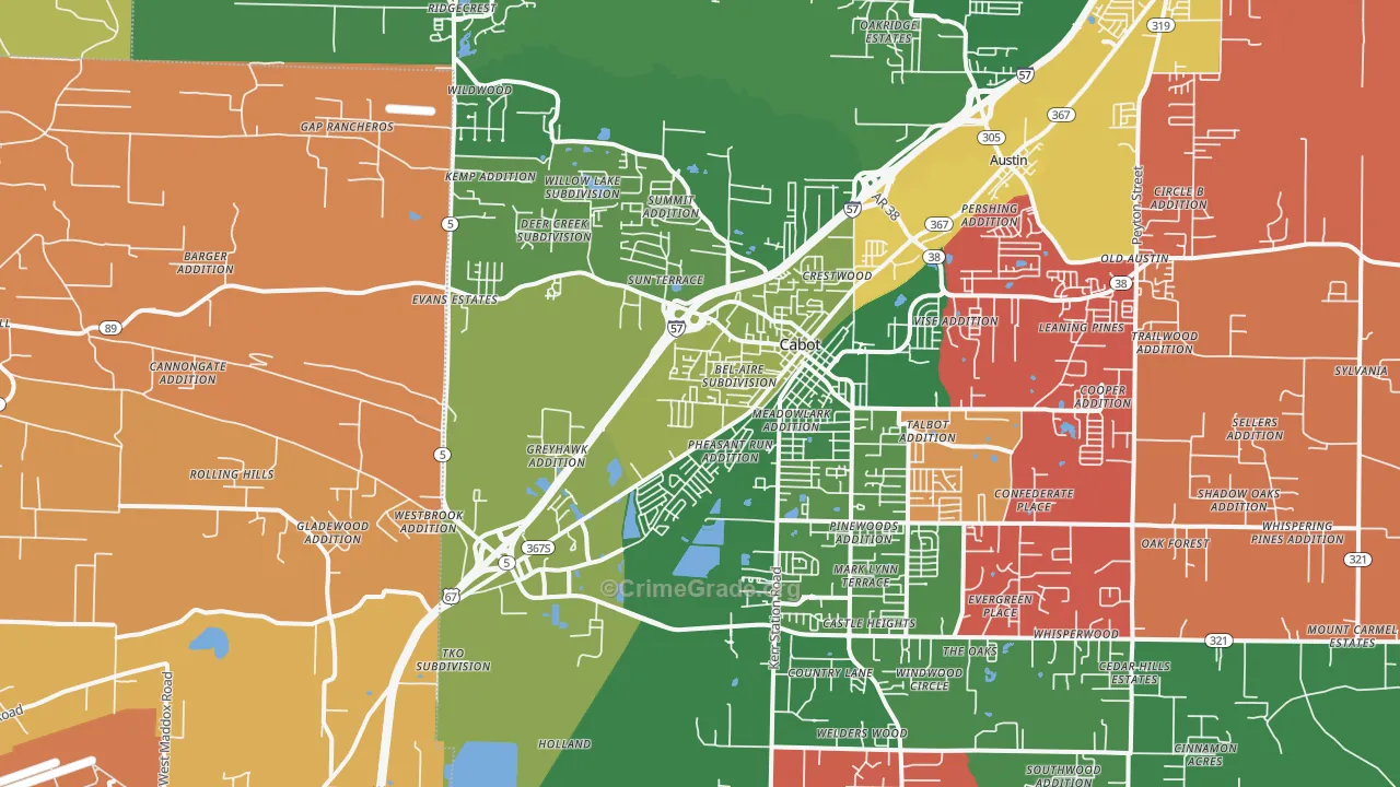 Cabot, AR Map of Vehicle Theft Rates