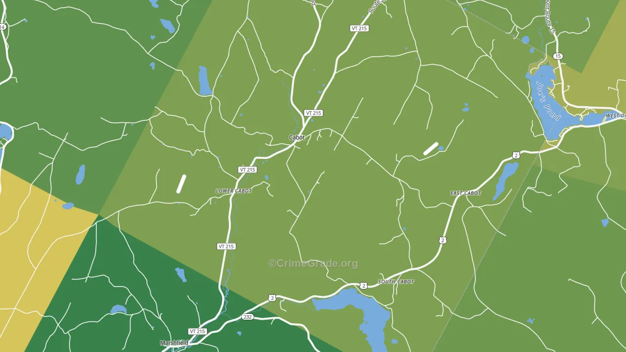 Cabot, VT Map of Vehicle Theft Rates