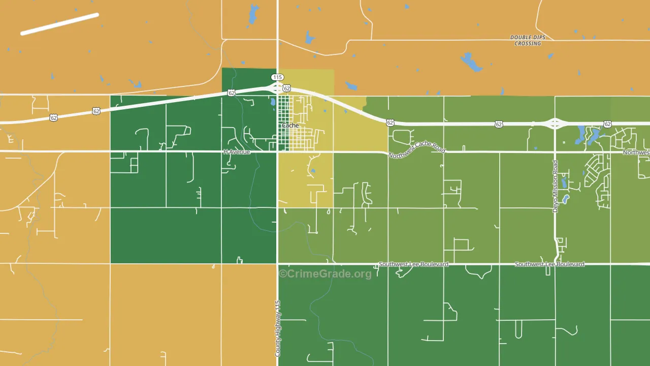 Cache, OK Map of Vehicle Theft Rates