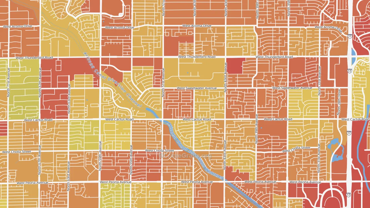 Cactus Gale, Glendale, AZ Map of Vehicle Theft Rates