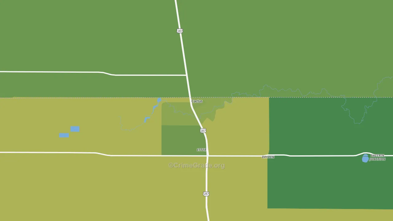 Cactus, TX Map of Vehicle Theft Rates