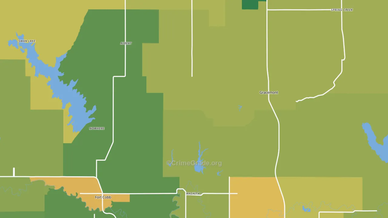 Caddo County, OK Map of Vehicle Theft Rates