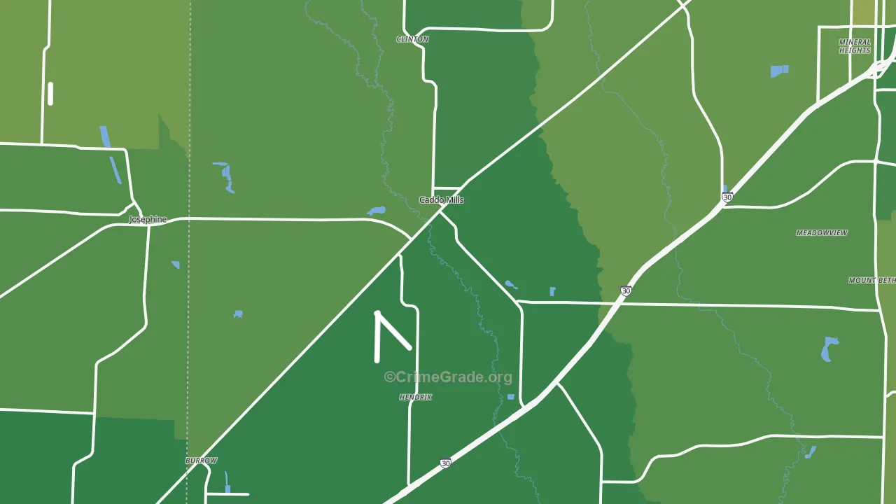 Caddo Mills, TX Map of Vehicle Theft Rates