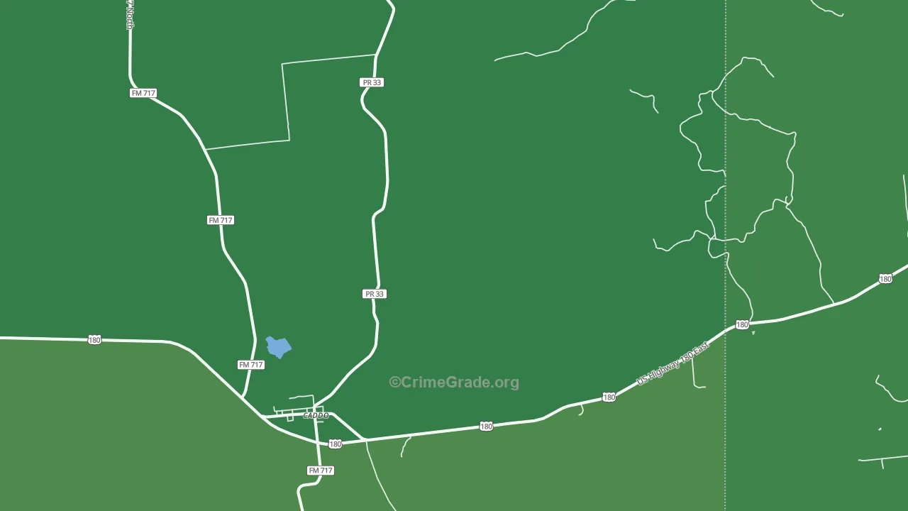 Caddo, TX Map of Vehicle Theft Rates