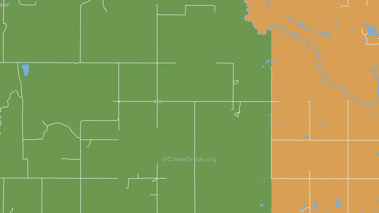 Cade, OK Map of Vehicle Theft Rates