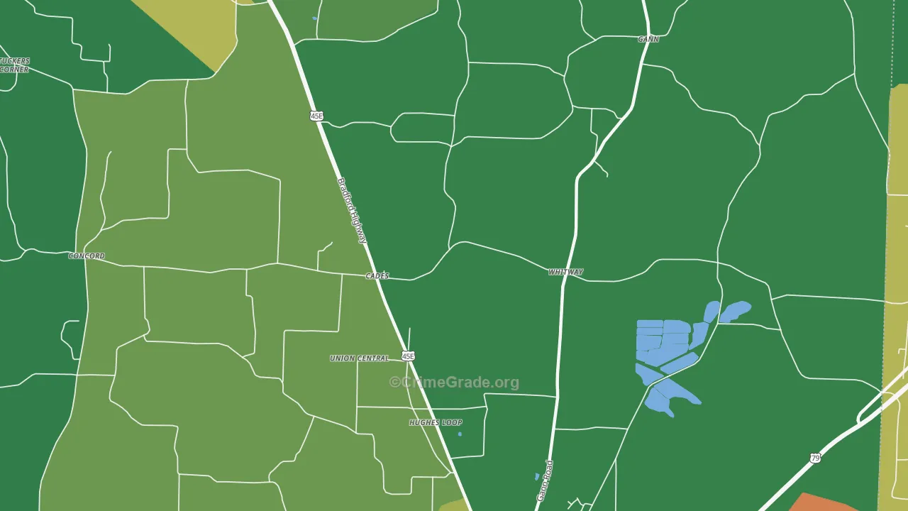 Cades, TN Map of Vehicle Theft Rates