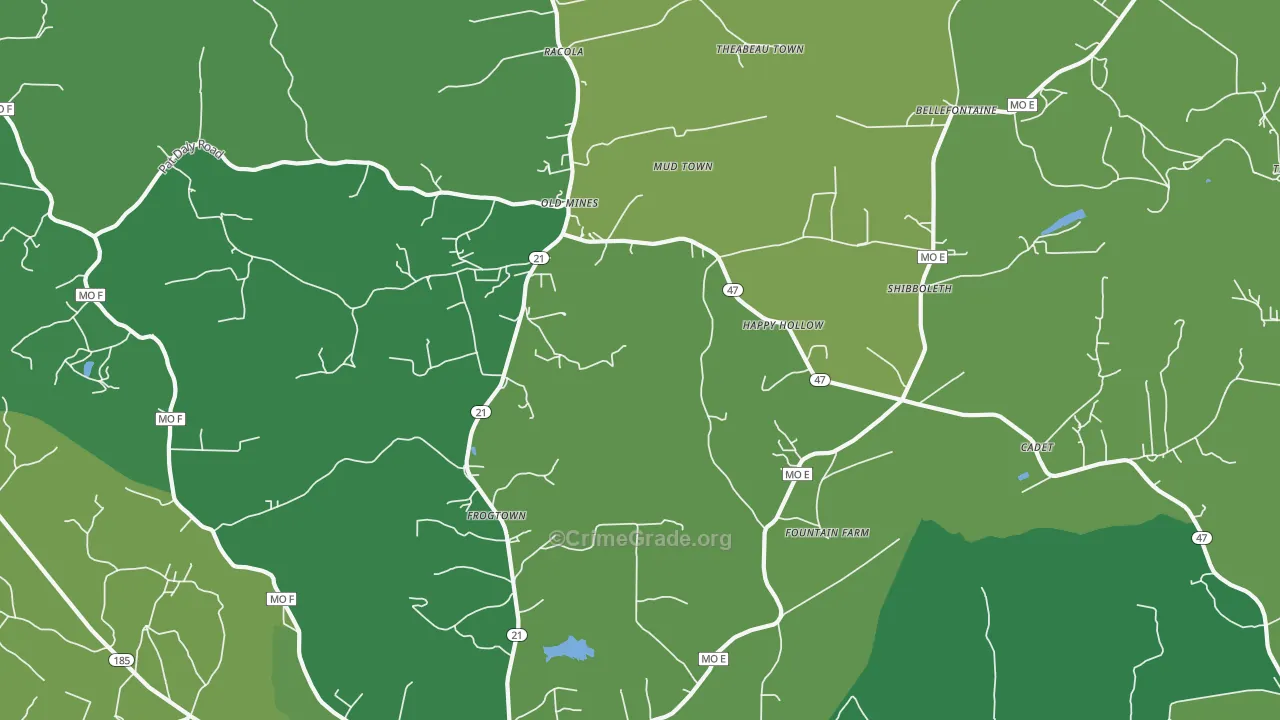Cadet, MO Map of Vehicle Theft Rates