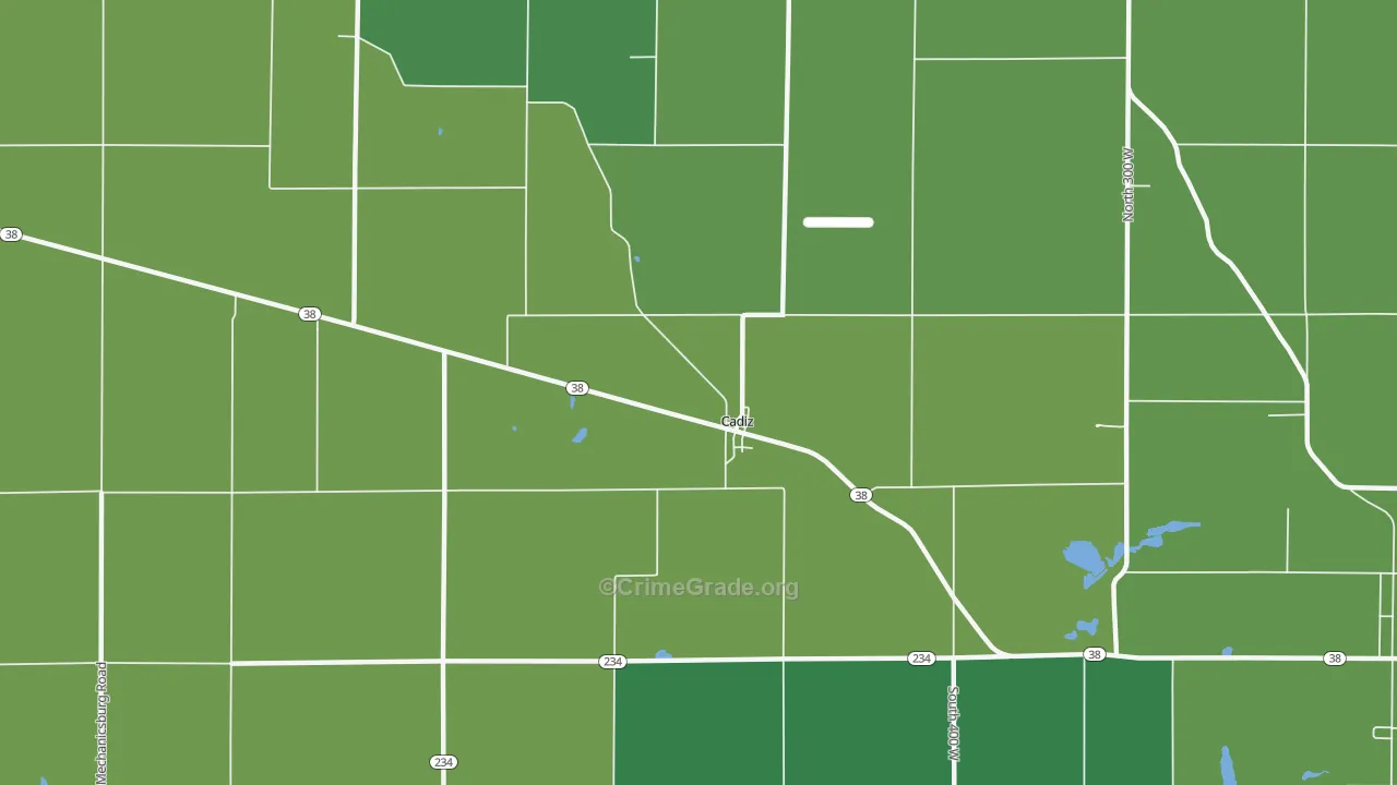 Cadiz, IN Map of Vehicle Theft Rates