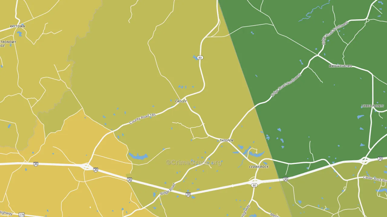 Cadley, GA Map of Vehicle Theft Rates