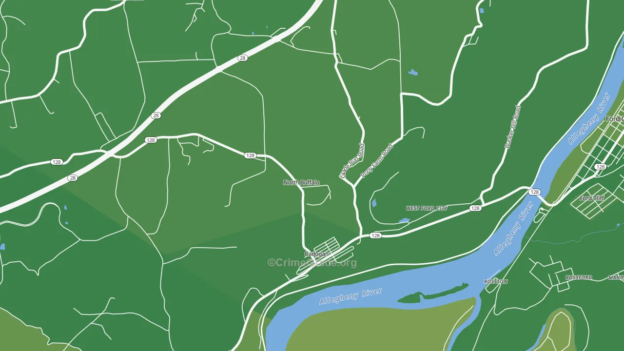 Cadogan, PA Map of Vehicle Theft Rates