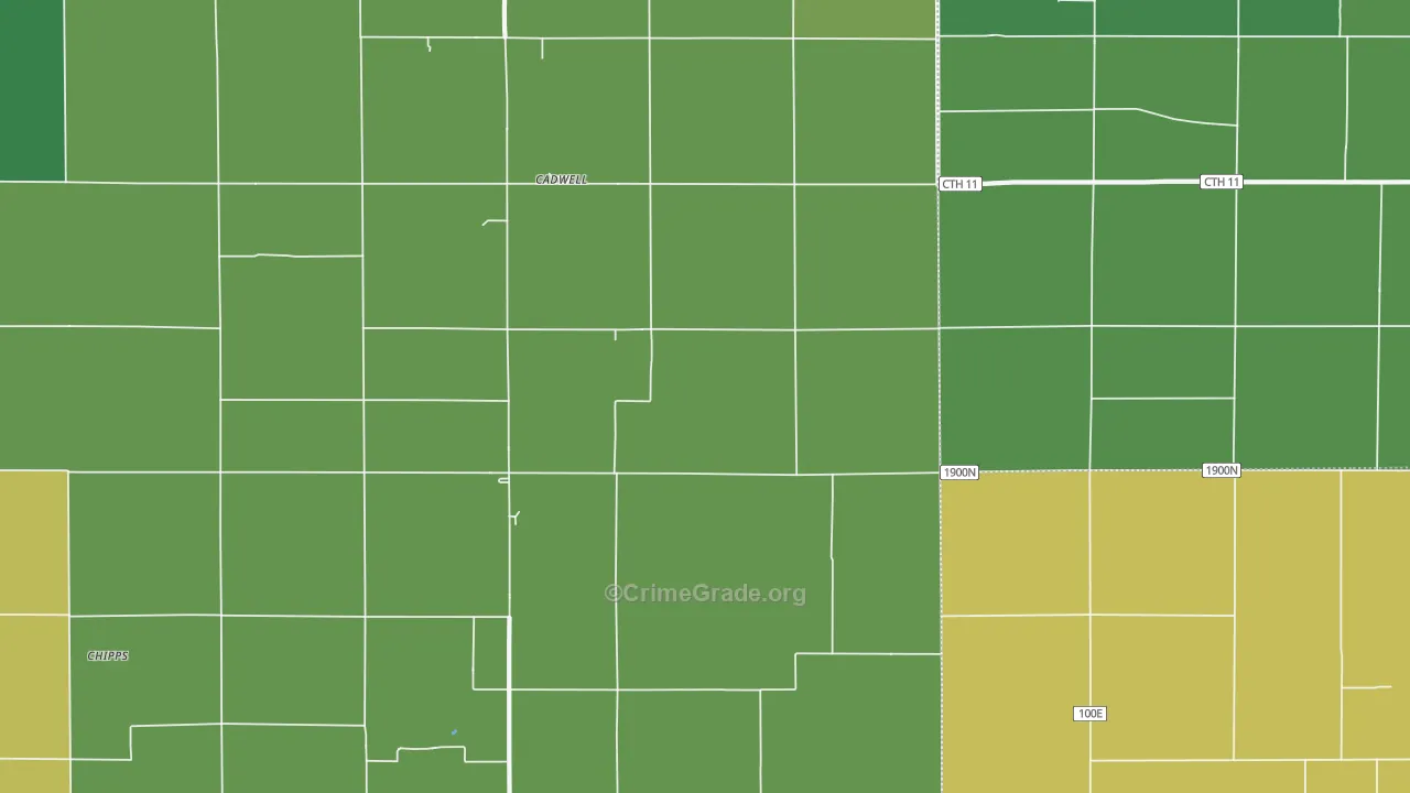 Cadwell, IL Map of Vehicle Theft Rates