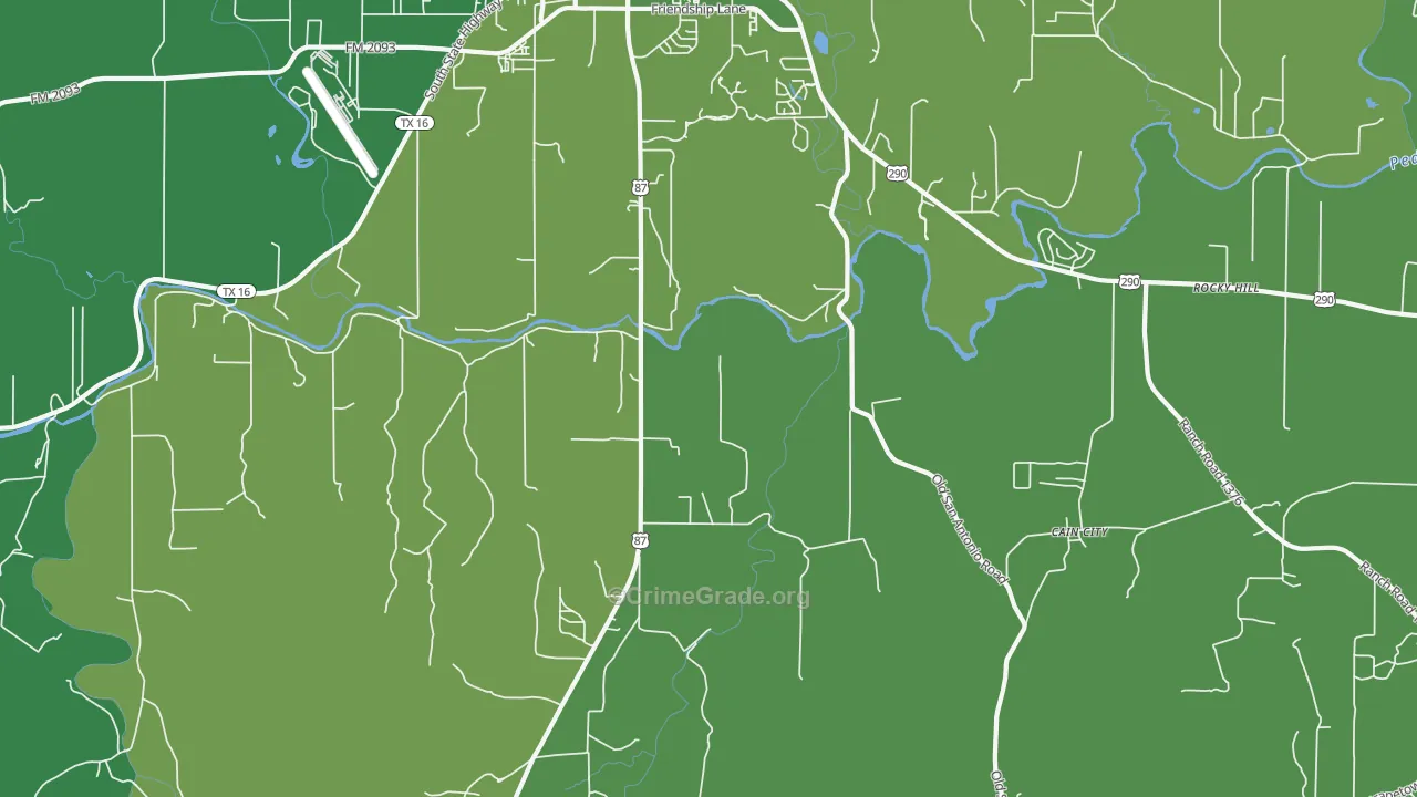 Cain City, TX Map of Vehicle Theft Rates