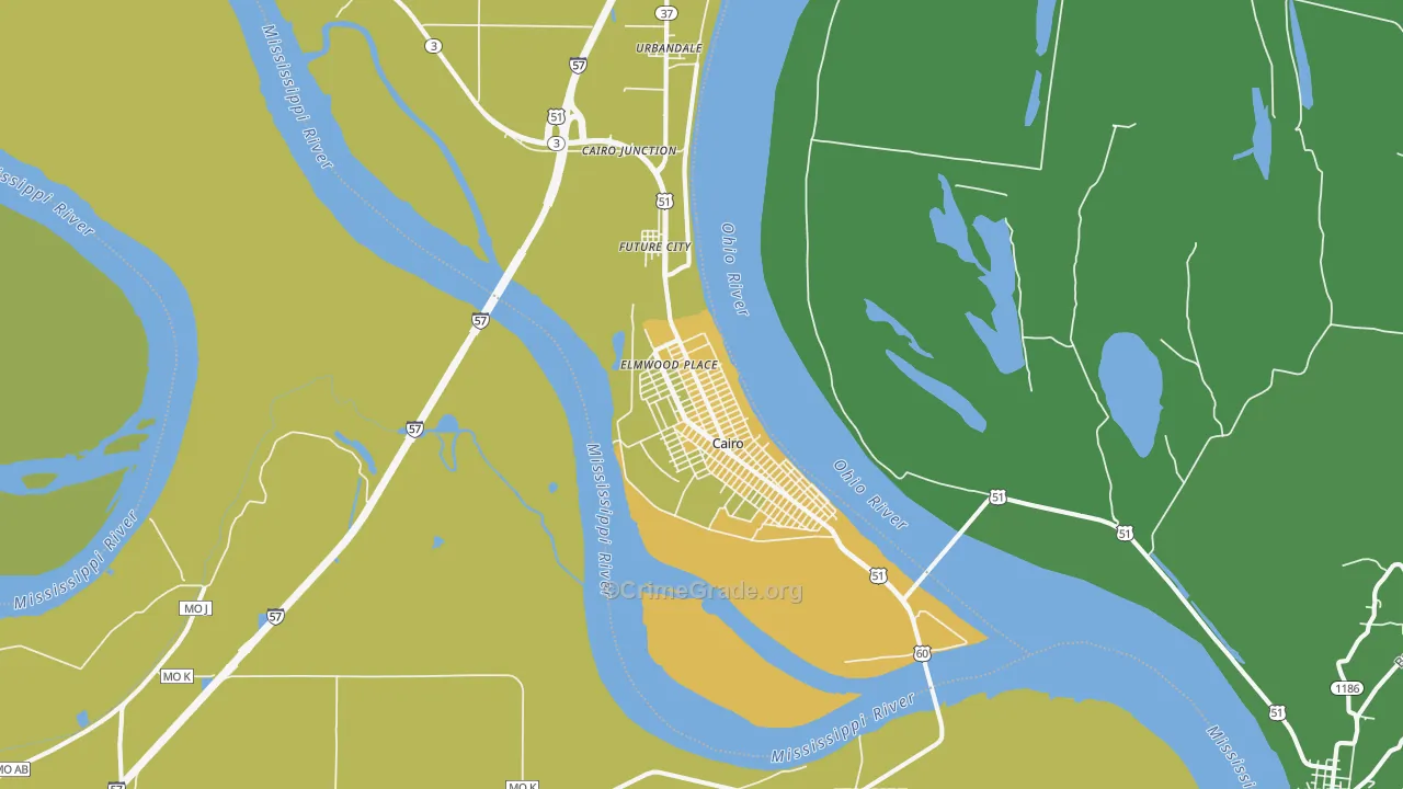 Cairo, IL Map of Vehicle Theft Rates