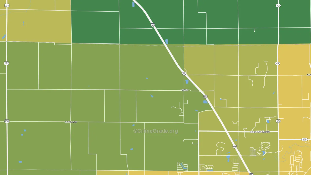Cairo, IN Map of Vehicle Theft Rates