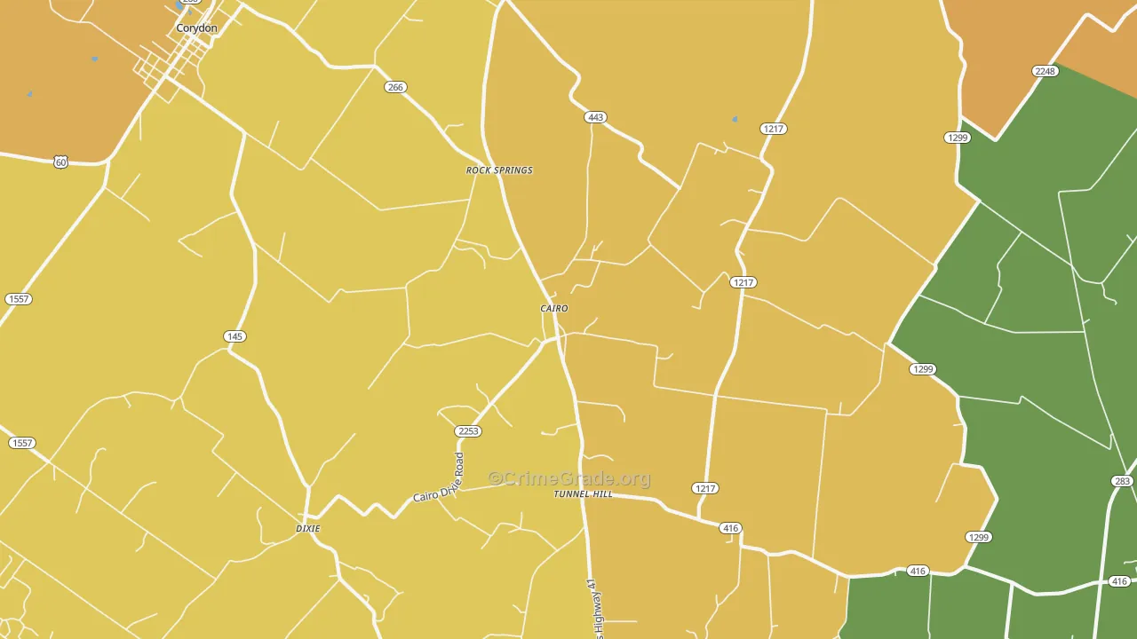 Cairo, KY Map of Vehicle Theft Rates