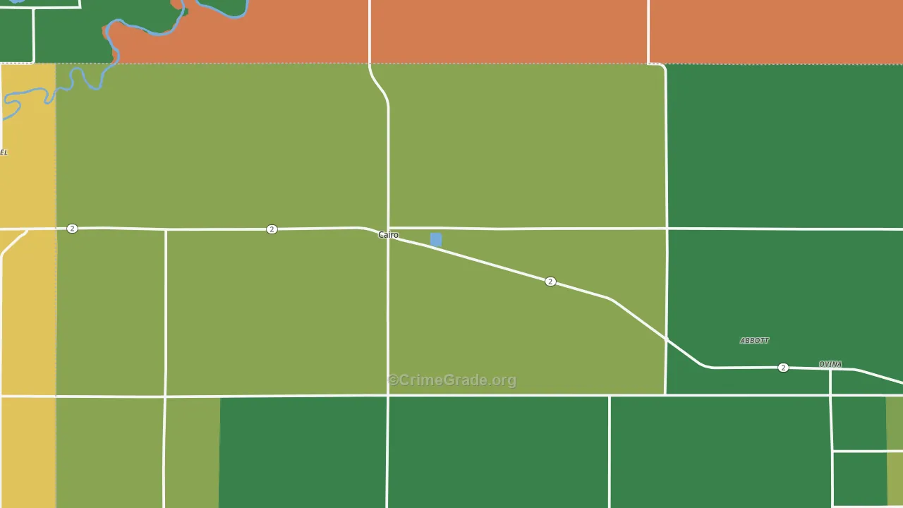 Cairo, NE Map of Vehicle Theft Rates