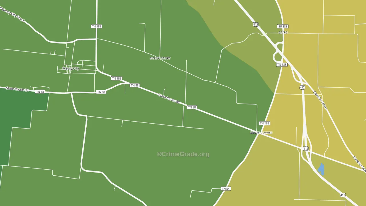 Cairo, TN Map of Vehicle Theft Rates
