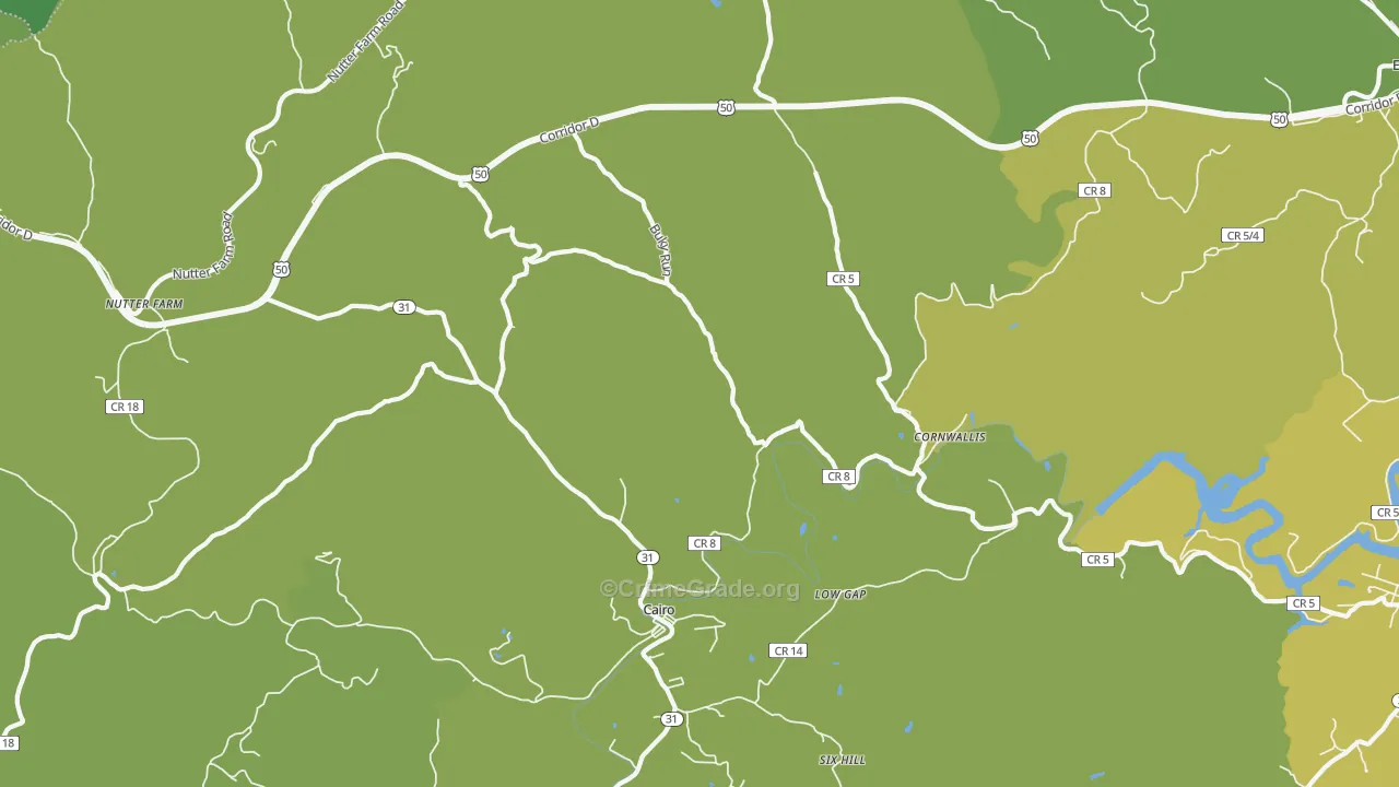 Cairo, WV Map of Vehicle Theft Rates
