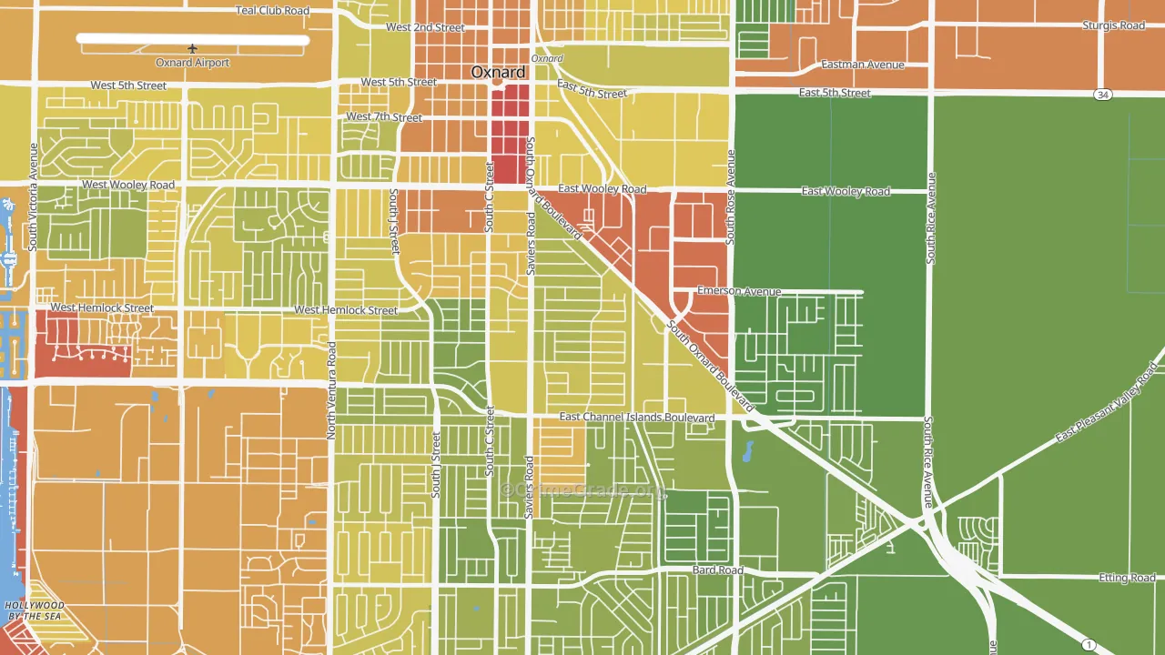 Cal-Gisler, Oxnard, CA Map of Vehicle Theft Rates