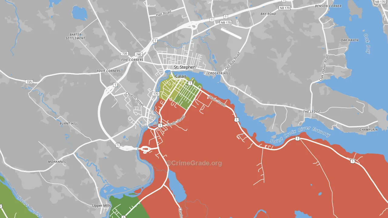 Calais, ME Map of Vehicle Theft Rates