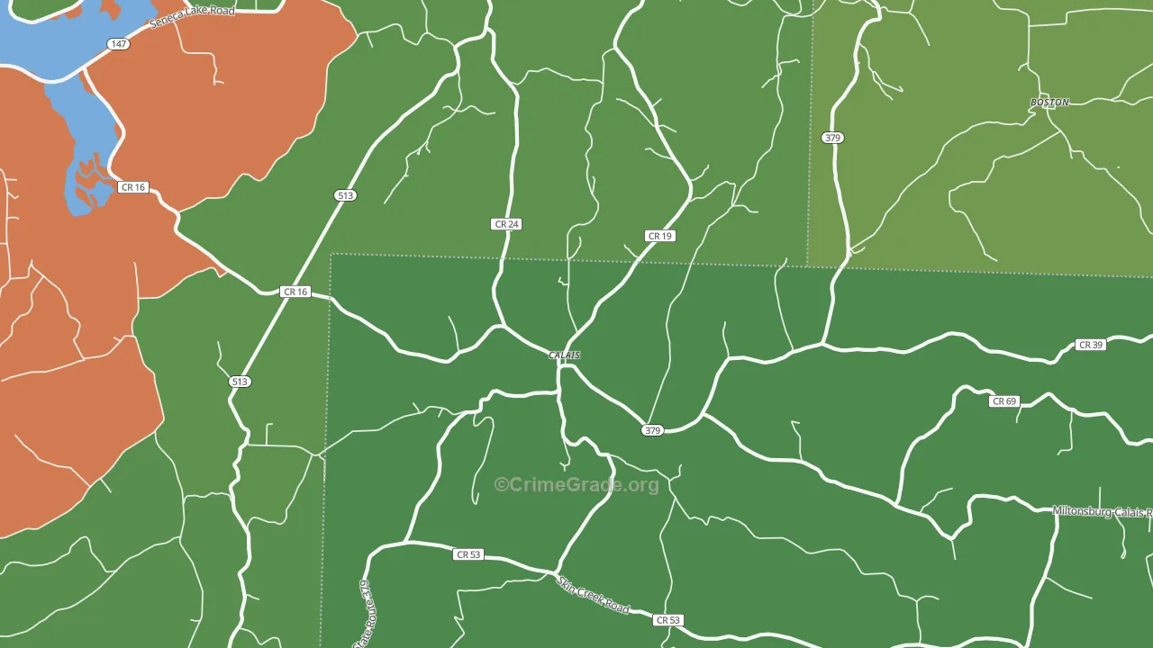 Calais, OH Map of Vehicle Theft Rates
