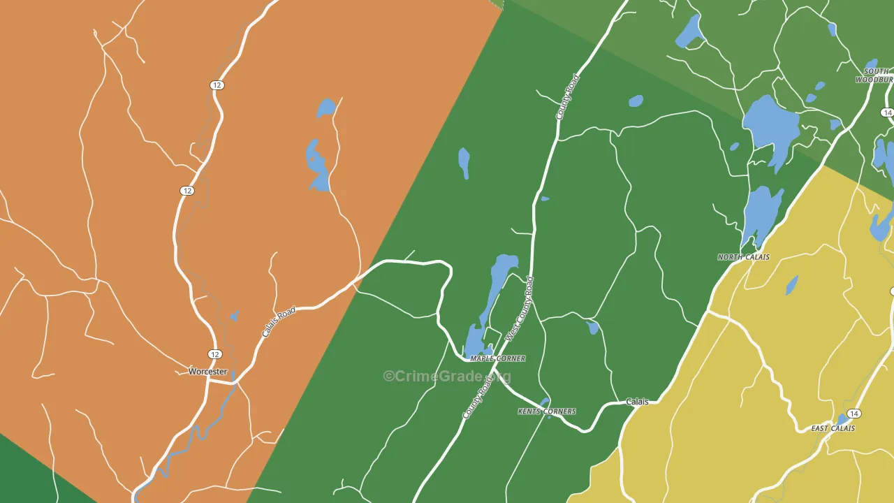 Calais, VT Map of Vehicle Theft Rates