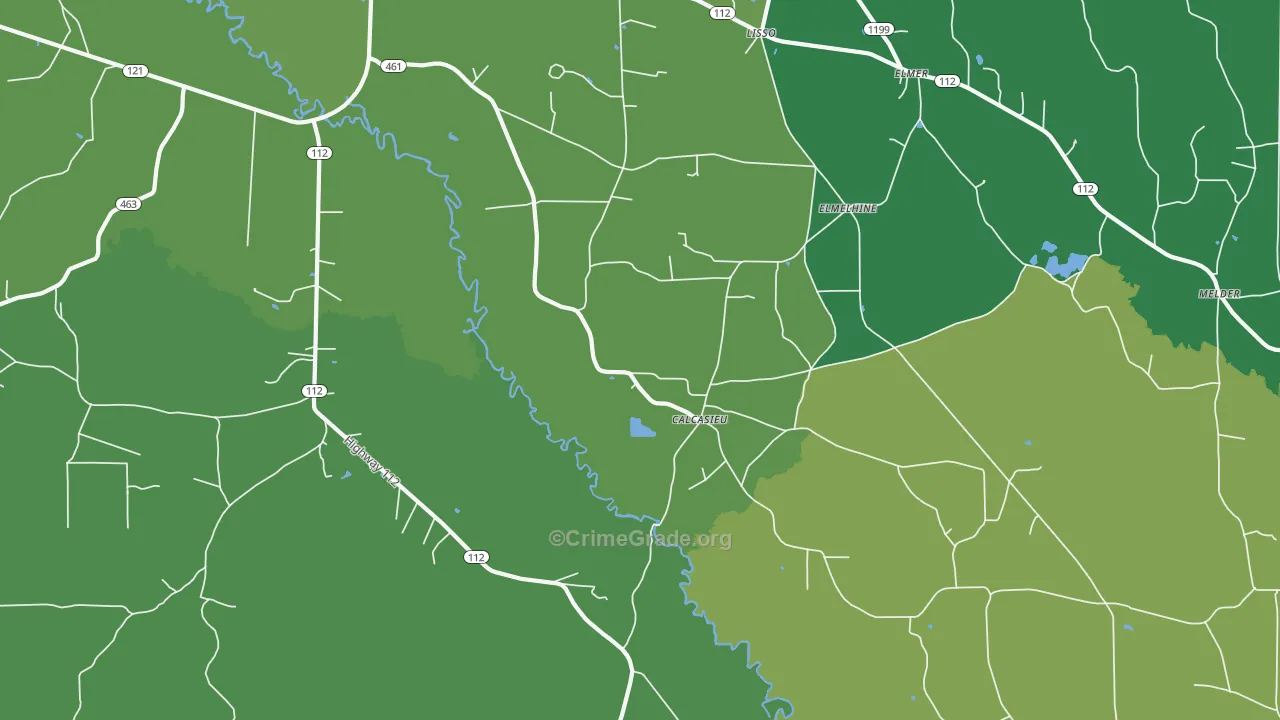 Calcasieu, LA Map of Vehicle Theft Rates