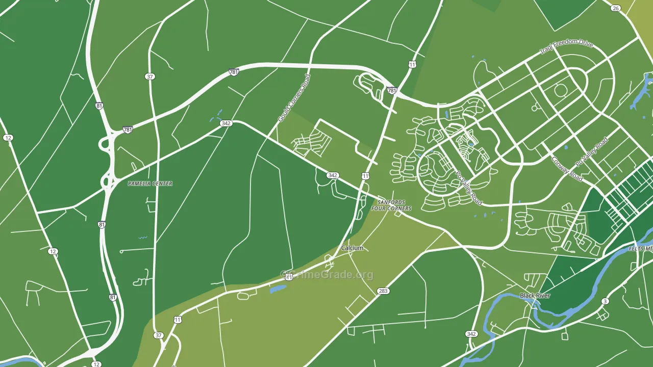 Calcium, NY Map of Vehicle Theft Rates