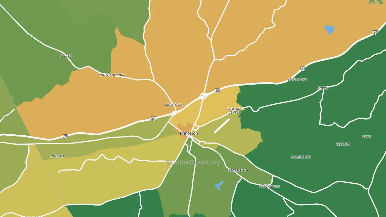 Caldwell County, KY Map of Vehicle Theft Rates