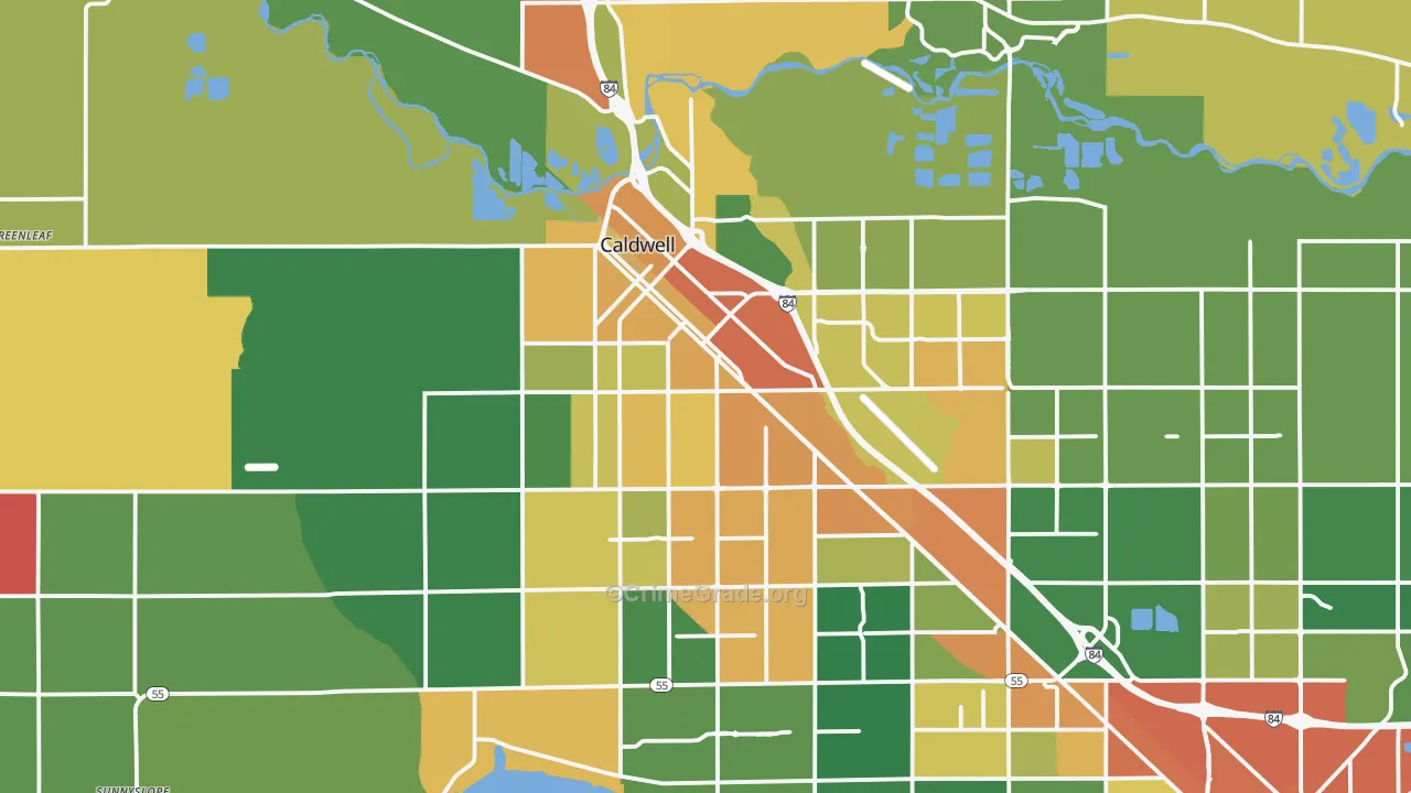 Caldwell, ID Map of Vehicle Theft Rates