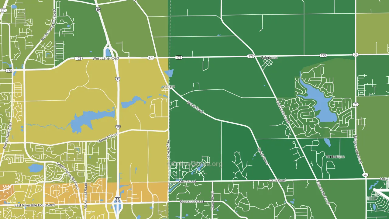 Caledonia, IL Map of Vehicle Theft Rates