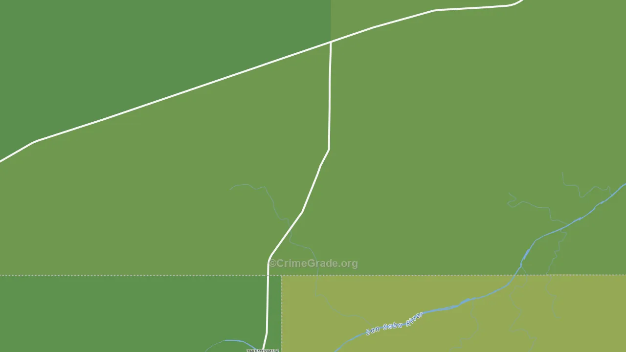 Calf Creek, TX Map of Vehicle Theft Rates