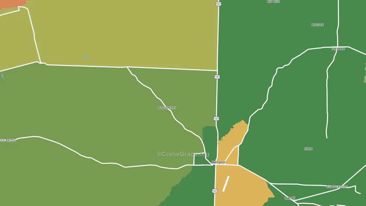 Calhoun County, AR Map of Vehicle Theft Rates