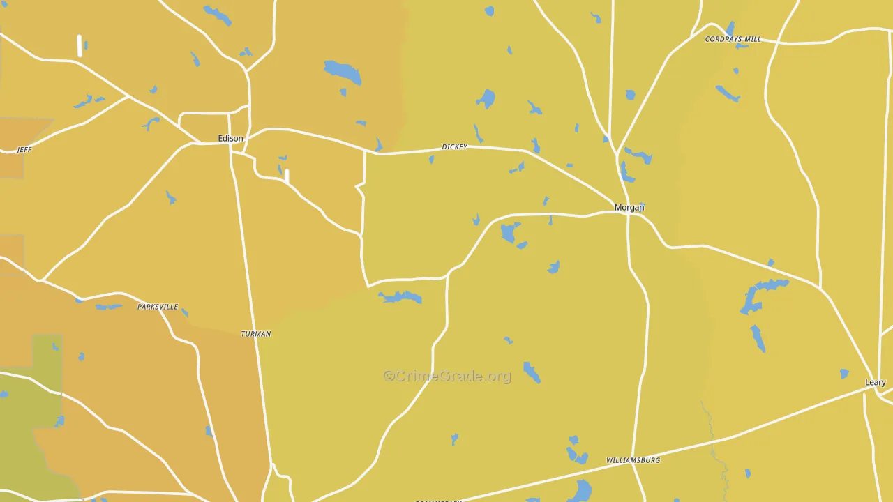 Calhoun County, GA Map of Vehicle Theft Rates