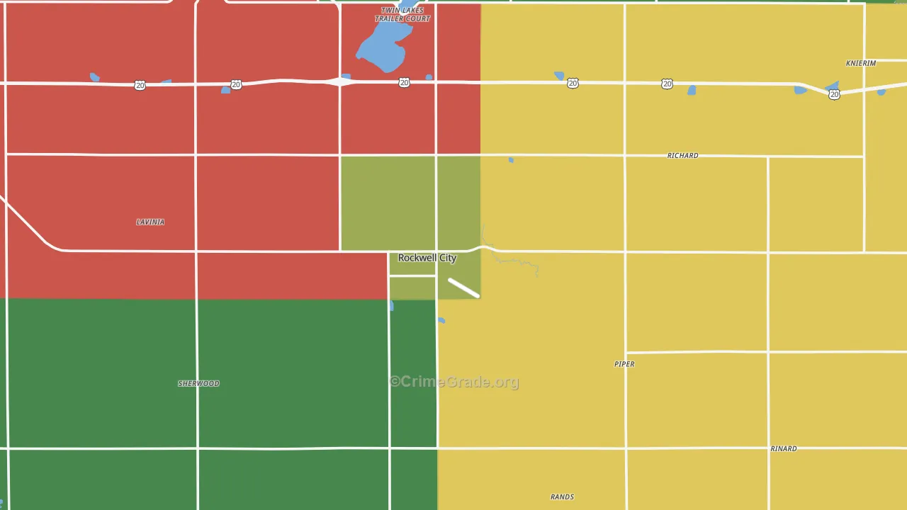Calhoun County, IA Map of Vehicle Theft Rates