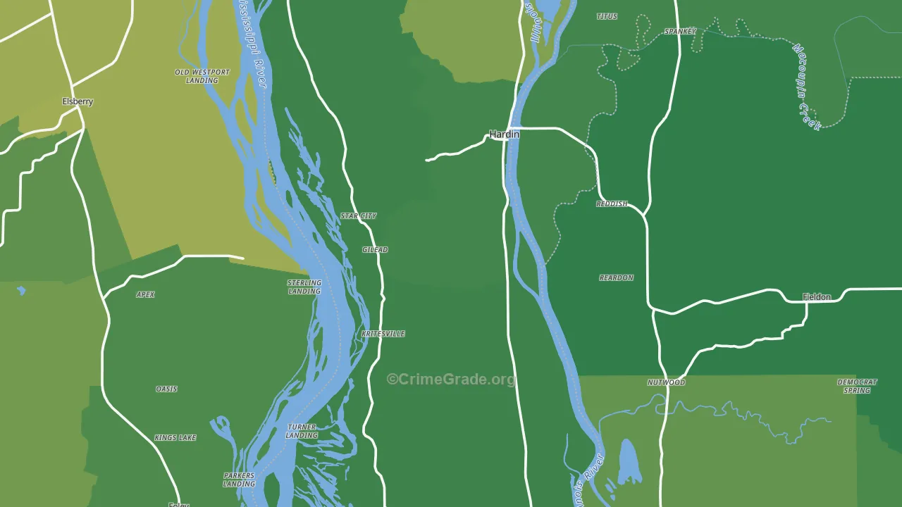 Calhoun County, IL Map of Vehicle Theft Rates