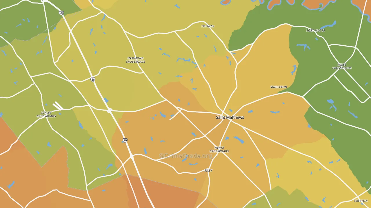Calhoun County, SC Map of Vehicle Theft Rates