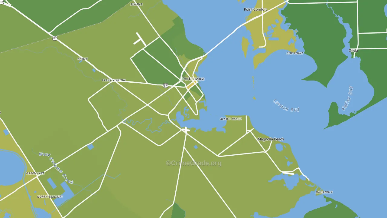 Calhoun County, TX Map of Vehicle Theft Rates
