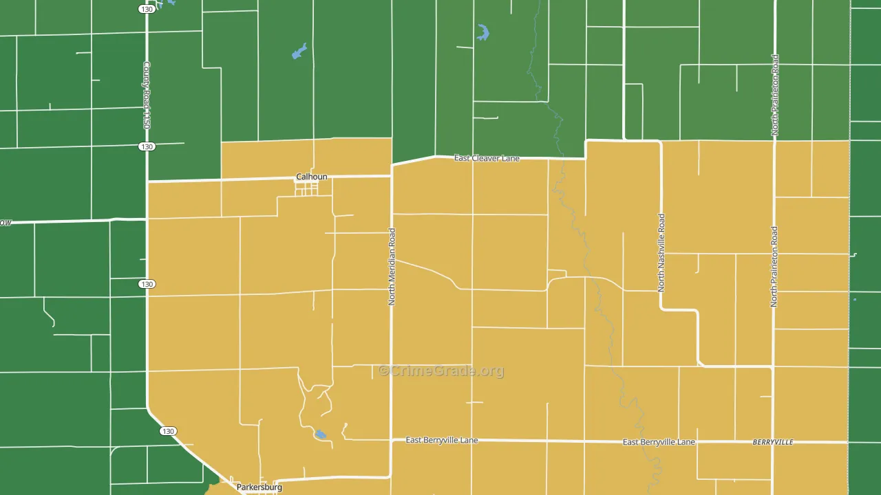 Calhoun, IL Map of Vehicle Theft Rates