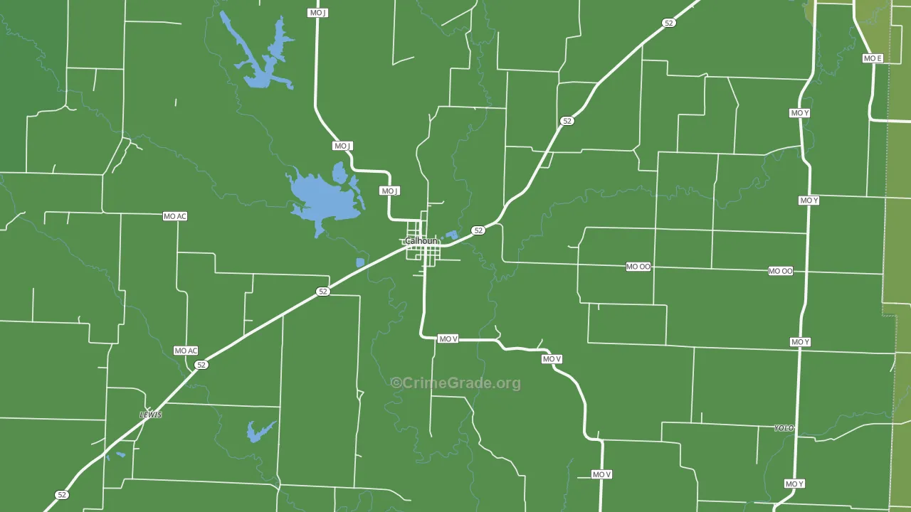 Calhoun, MO Map of Vehicle Theft Rates
