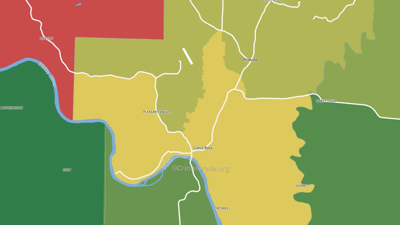 Calico Rock, AR Map of Vehicle Theft Rates